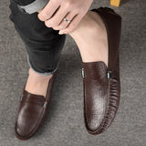 Men's Genuine Leather Shoes Loafers Luxury Casual Moccasin Mart Lion   