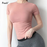  Peeli Women Top Seamless Sport T Shirts Fitness Clothes Short Sleeve Gym Top Running Active Wear Sport Top Femme Mart Lion - Mart Lion