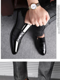 Classic Men's Dress Shoes Elegant Formal  Wedding Slip On Office Oxford Black Brown Mart Lion   