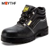 Indestructible Work Boots Plush Warm Winter Steel Toe Shoes Puncture-Proof Work Safety Industrial MartLion A076-Black 46 