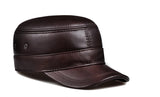 Men's Spring Winter Genuine Leather Black Brown Flat Baseball Caps Male 54-60 cm Size Outdoor Snapback Golf Hat MartLion   