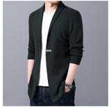 Cardigan Men's Sweaters Spring Autumn Casual Cardigan Jacket Solid Color Long Windbreaker Single Button Coats Mart Lion   