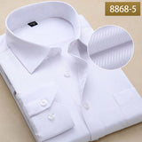 Men's Dress Shirts Long Sleeve Slim Fit Solid Striped Formal White Shirt Social Clothing MartLion 8868-5 38 