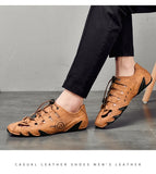 Classic Men's Sandals Soft Breathable Leather Non-slip Shoes Leisure Hiking Beach MartLion   