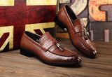 Men's Crocodile Grain classic Tessels Moccasins Genuine Leather Casual Loafers Flats Shoes Mart Lion Auburn 6 