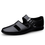 Casual Leather Slides Outdoor Men's Slippers Leisure Shoes Sandals MartLion 9010 Black 6.5 