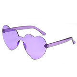 Women Colors Polycarbonate Heart Shape Tinted Party Sunglasses Girls Vintage Colors Rimless MartLion Light purple Other 