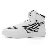 Autumn Men's Casual Shoes Ankle Boots Trend Zebra Stripes Canvas Skateboard Sneakers Flats Running Walking Trainers Mart Lion White 39 