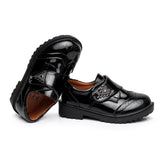 Children leather shoes kids black white school student performance shoes British casual laces soft MartLion   