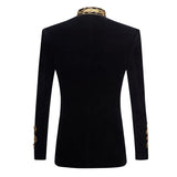 Party Men's Suit Black Coat Gold Embroidery Velvet Blazer DJ Singers Nightclub Stylish Suit Jacket Stage Wears MartLion   