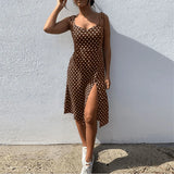 Dresses Sundress Summer Women Causal Polka Dot Sleeveless  Pleated elastic waist MartLion   