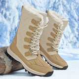 Winter Women Men's Boots Military Brown Windproof Combat Army Outdoor Waterproof Leather Knee Keep Warm Mart Lion Rice Brown 36 