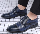 Men's Splicing Brogue Shoes Woven Grain Leather Dress Lace-Up Wedding Party Office Oxfords Flats Mart Lion   