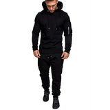 Men's Camouflage Print Hooded and Sweatpants Set Autumn Winter Sports Tracksuit Male Pullover Hoodies and Joggers Outfit MartLion Black S 