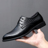 British Casual Leather Shoes Korean Black Version Pointed Toe Men's MartLion black 6.5 