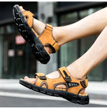 Summer Men's Sandals Outdoor Non-slip Beach Handmade Genuine Leather Shoes Sneakers Mart Lion   