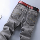 Men's Stretch Regular Fit Jeans  Casual Classic  Denim Trousers Male Black Blue Gray Pants MartLion   