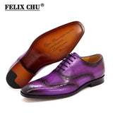 Handmade Men's Wingtip Oxford Shoes Genuine Calfskin Leather Brogue Dress Classic Formal Shoes MartLion   