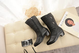 Women's Mother Female Ladies Leather Shoes Boots Botas Knee High Zipper Winter Warm Plush Mid Calf MartLion