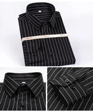 Men's Classic 100% Cotton  Striped Plaid Dress Shirt Without Pocket Long Sleeve Standard-fit Casual Checkered Shirts MartLion   