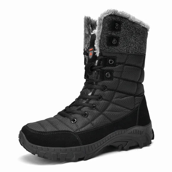 Men's Winter Snow Boots Super Warm Hiking Waterproof Leather Men's Boots Outdoor Sneakers MartLion Black 815 6.5 