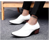 Men's Patent Leather Oxford Shoes Breathable Pointed Toe High Heels Formal Prom Dress Wedding Groom MartLion   