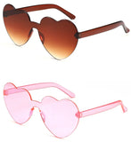Women Colors Polycarbonate Heart Shape Tinted Party Sunglasses Girls Vintage Colors Rimless MartLion   