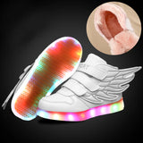 JawayKids Children Glowing Shoes with wings for Boys and Girls LED Sneakers with fur inside fun USB Rechargeable MartLion Whit with Fur inside 6 