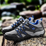 Men's Soft Outdoor Casual Shoes Summer Breathable Mesh Sneakers Light Black Hiking Footwear Running Mart Lion   