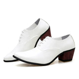 Men's Patent Leather Oxford Shoes Breathable Pointed Toe High Heels Formal Prom Dress Wedding Groom MartLion   