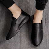 Summer Men's Leather Shoes Slip-On Casual Moccasins Loafers Soft Massage Leather Flats Footwear Driving Walking Mart Lion   