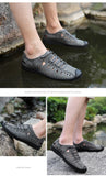 Summer Men's sandals Leather Breathable Beach Slippers Shoes Lace-up Outdoor Mart Lion   