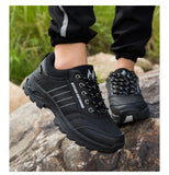 Winter Men Leather Casual Shoes Women Warm Fur Sneakers Lace Up Adult Footwear Plush Summer Walking Footwear Black Sole MartLion