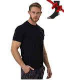 100% Merino Wool T Shirt Men's Base Layer Merino T shirt 180G Everyday Undershirt Wicking Breathable Anti-Odor + Hiking Socks MartLion Black USA Size XXL 