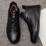 Men's Casual Genuine leather Shoes autumn winter Short Bootie waterproof sneakers lace up Flats Mart Lion   