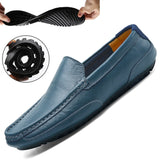 men's shoes leather cowhide casual peas black driving shoes sports four seasons Mart Lion Blue 37 