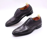 Handmade Men's Wingtip Oxford Shoes Genuine Calfskin Leather Brogue Dress Classic Formal Shoes MartLion   