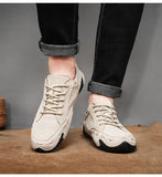Men's Flat Casual Shoes Handmade Genuine Leather Loafers Breathable Moccasins Outdoor Sneakers