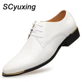 Men's Wedding White Shoes Rubber Sole Dress Lether Flats Patent Leather Shoes MartLion   