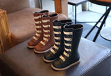 Autumn Winter Children Long Boots Girls Rivets Knee High Baby Warm Velvets Princess Single Knight MartLion   