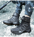 Warm Men's Military Boots Waterproof Leather Combat Plush Winter Snow Outdoor Army Anti-Slip Desert Mart Lion   