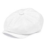 Newsboy Cap Men's Twill Cotton 8 Panel Hat Casual Baker Boy Caps Gatsby Hat Retro Hats Boina Beret MartLion White 63cm 