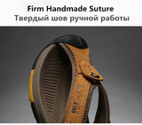 Summer Men's Flip-Flops Outdoor Genuine Leather Sandals Luxury Brand Designer Slipper Casual Beach Slipper Mart Lion   