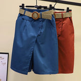 Skirt Pants for Women's Shorts Summer Wide Leg Blue  Waist Pockets Woman Short MartLion   