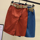 Skirt Pants for Women's Shorts Summer Wide Leg Blue  Waist Pockets Woman Short MartLion   