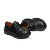 Children leather shoes kids black white school student performance shoes British casual laces soft MartLion   