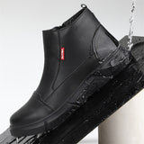 Waterproof Leather Safety Boots Men's Winter Velvet Metal Steel Toe Black Work Indestructible Industrial Welding Mart Lion   