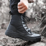 Outdoor Hiking Shoes Mesh Breathable Lace-up Boots Round Toe Flat Heel Solid Concise Breathable for Men MartLion   