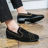 Men's Casual Shoes Suede Leather Moccasins Loafers Flats Rhinestones Mart Lion   