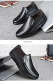 Men's Dress Shoes Genuine Leather Breathable Middle Aged Round Toe Wedding Footwear Flat Mart Lion   